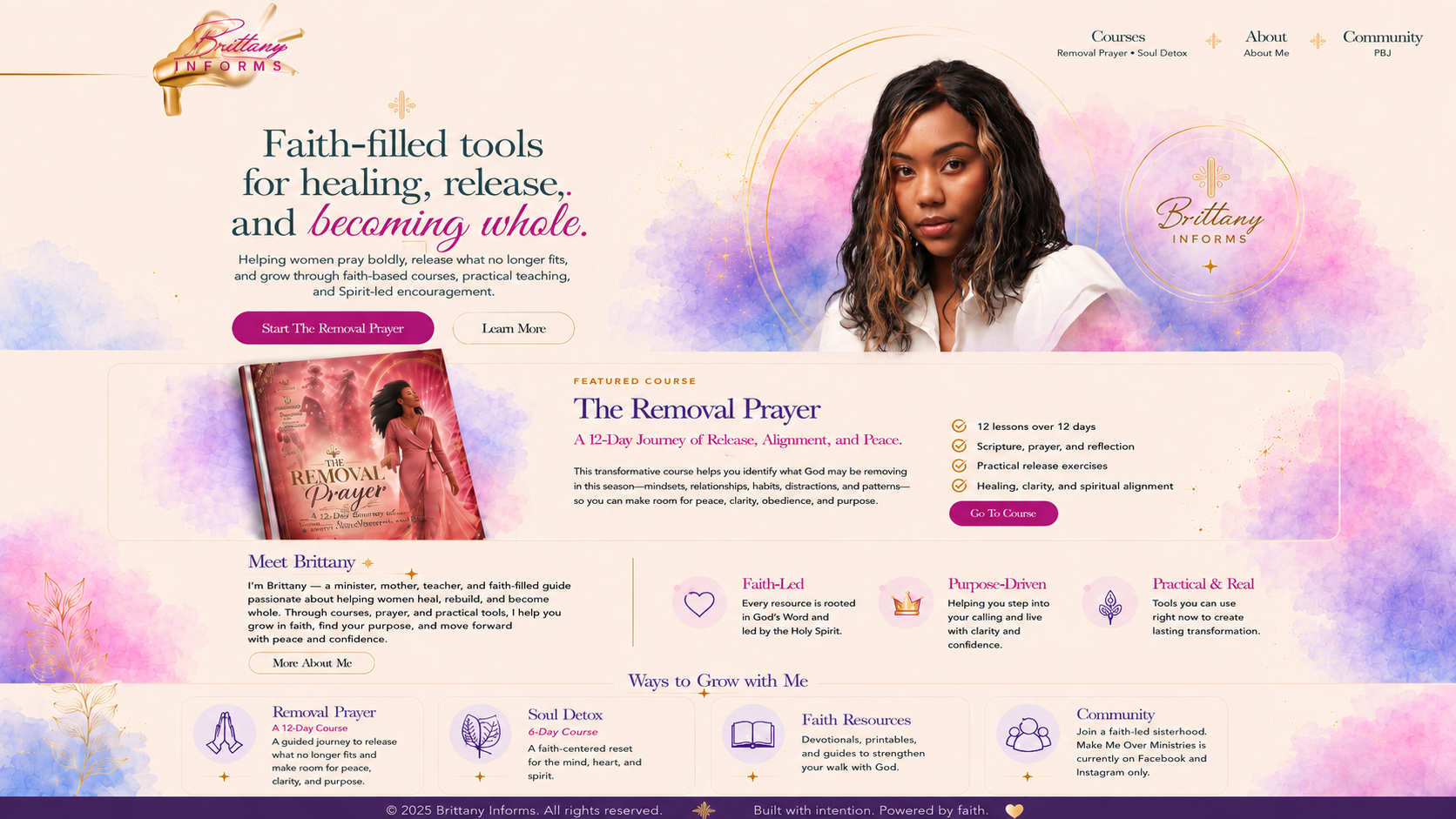 Brittany Informs landing page graphic featuring The Removal Prayer